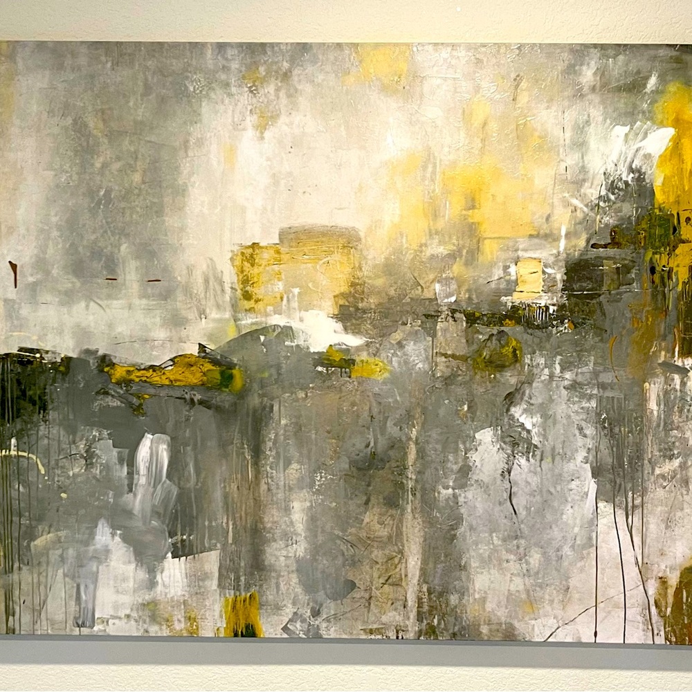 Very beautiful large piece of art… Beautiful colors (yellows, grays and white)